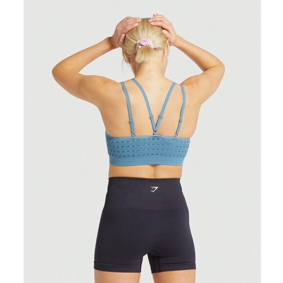 Gymshark Energy + Seamless Sports Bra  in Blue Stone Size Medium - Picture 2 of 9